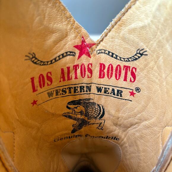 Los Altos Boots Men's White Caiman Crocodile Leather Cowboy Boots US Size 7 M 7M - Picture 10 of 13